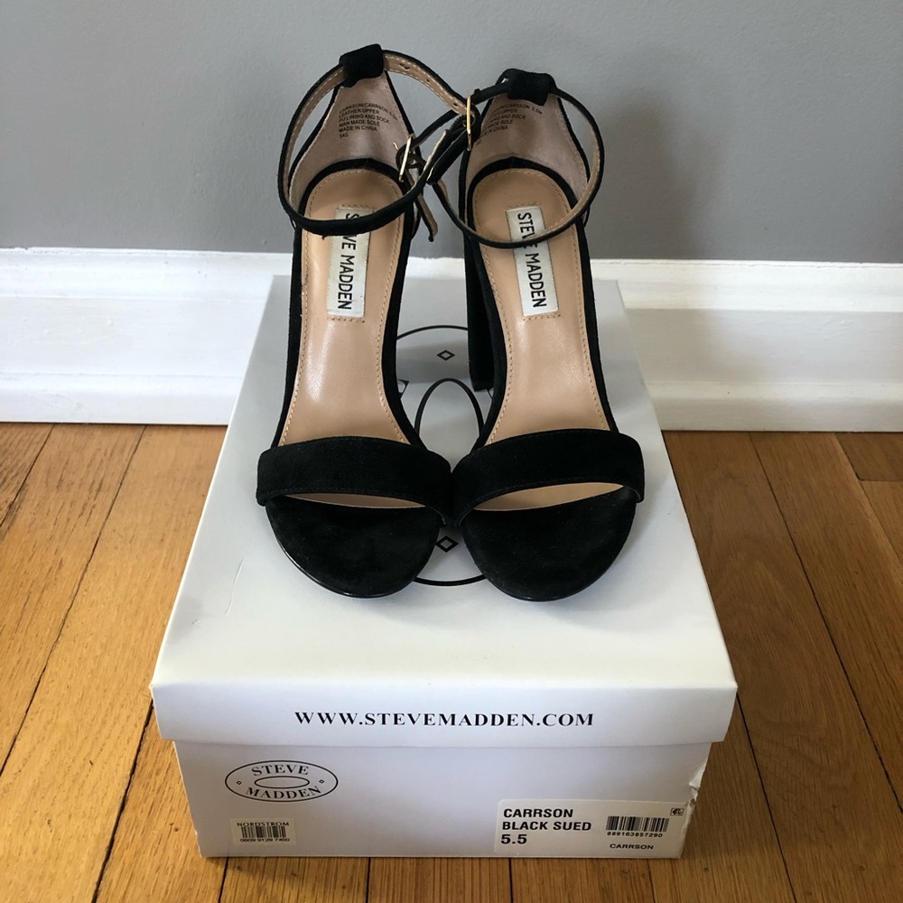 Steve Madden Carrson Black Suede Heels (Women’s 5.5, Worn Once!)